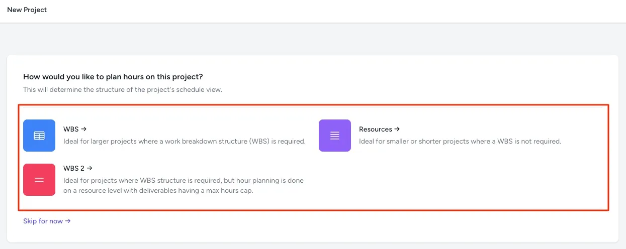 The three project format options