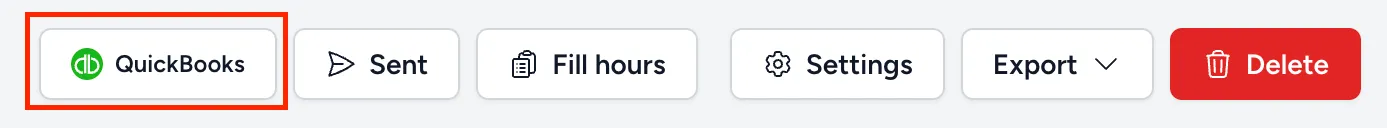 The button that opens an invoice in QuickBooks