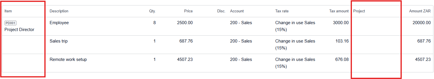 Xero Export Info