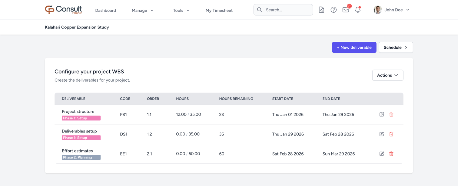 Deliverable management