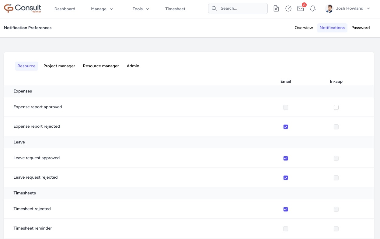 Profile notification management